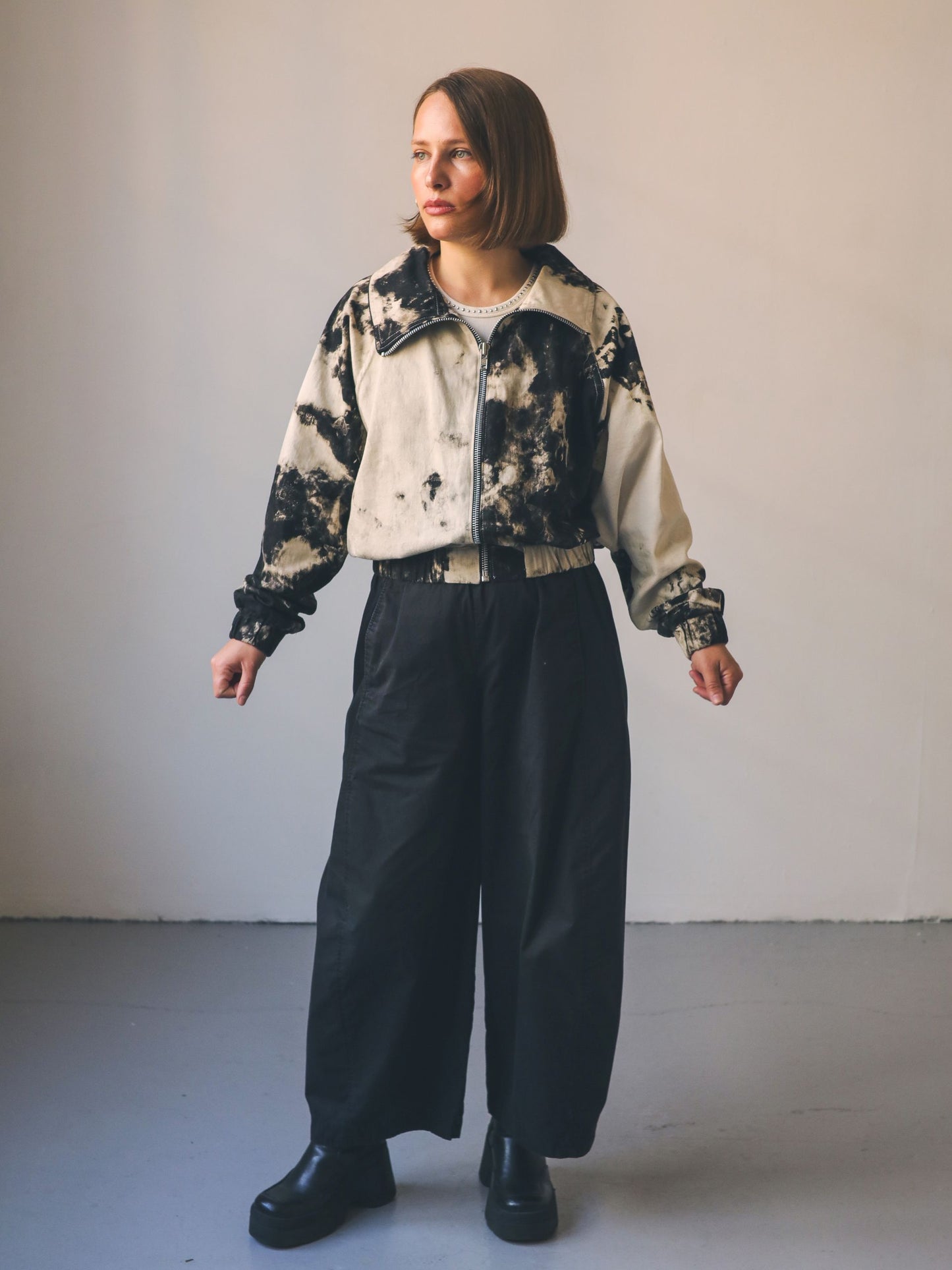 Charcoal Dyed Bomber Jacket